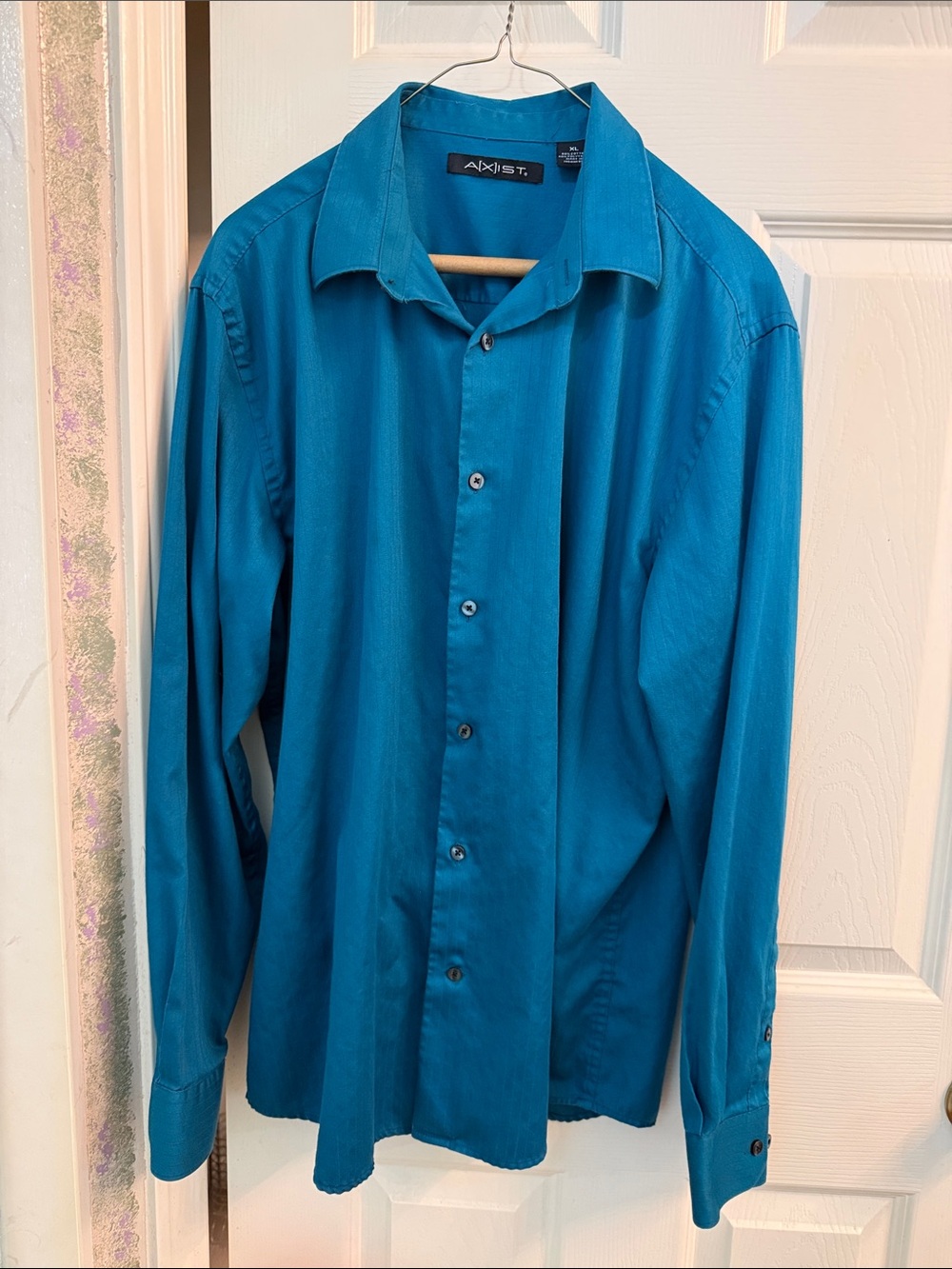 Axist Teal Long-Sleeve Button-Up Dress Shirt